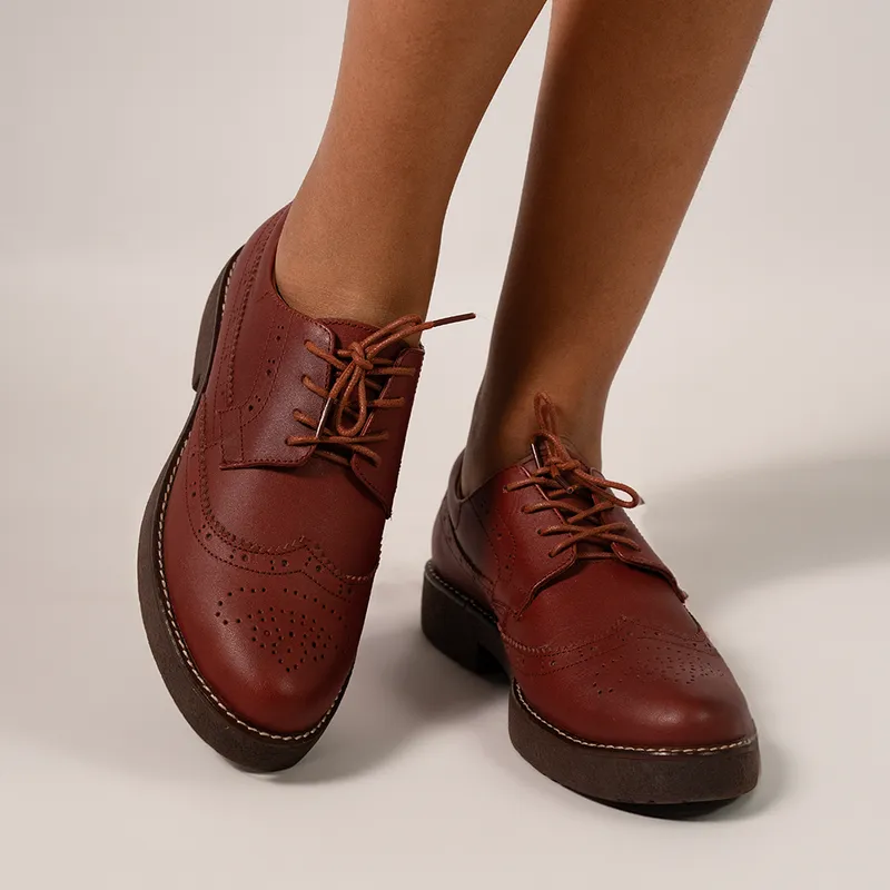 GENERICO - ZAPATOS OXFORD DE MUJER - GUINDA_.