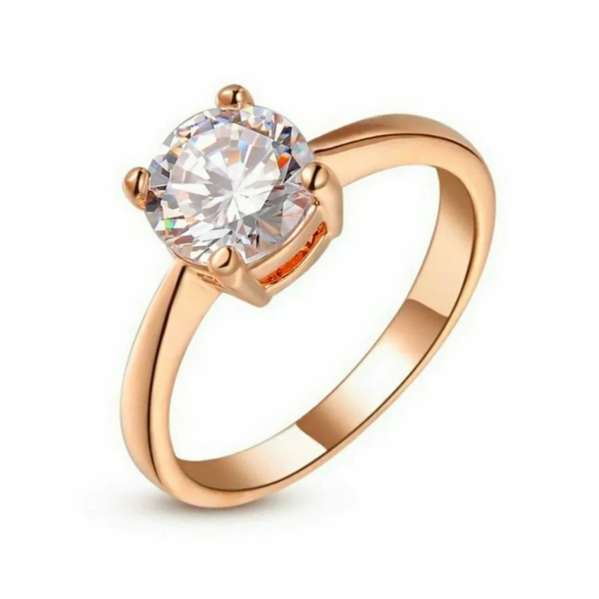 LUCYANA JOYAS Y ACCESORIOS - Anillo de Compromiso Mujer Bañado en Oro Rosa de 18K - Joyas Lucyana