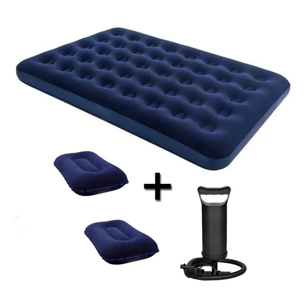 GENERICO - Colchón Inflable + Inflador + 2 Almohadas Camping