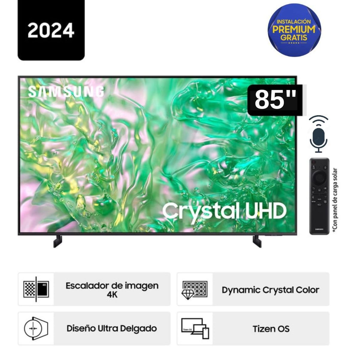 SAMSUNG - Televisor Samsung LED Smart TV 85 Crystal UHD 4K- UN85DU8000GXPE - Nuevo 2024