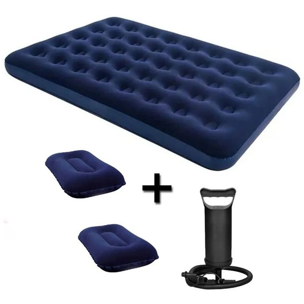 GENERICO - Colchón Inflable + Inflador + 2 Almohadas Camping