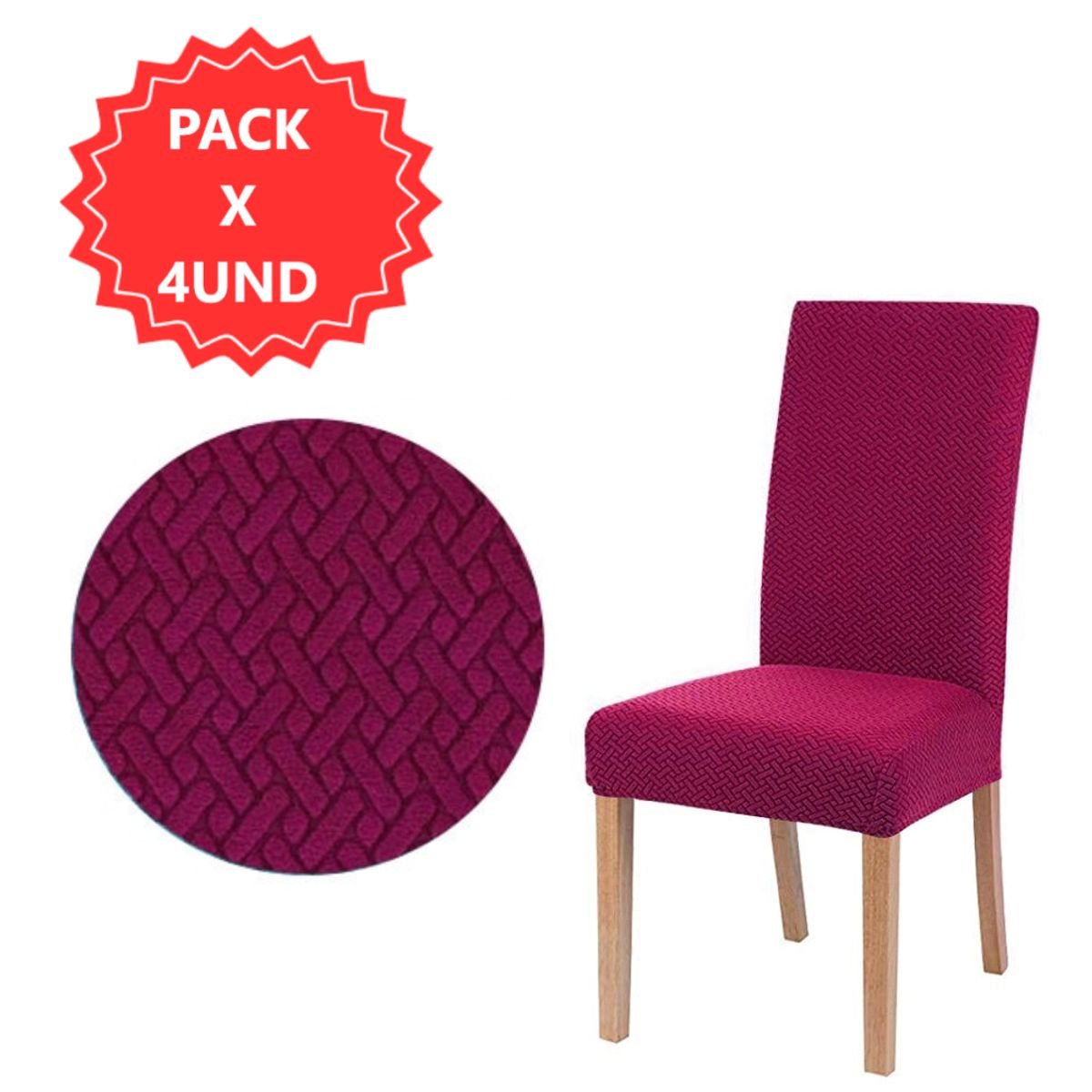 GENERICO - Pack 4 - Fundas elástica para silla de comedor Color Rojo