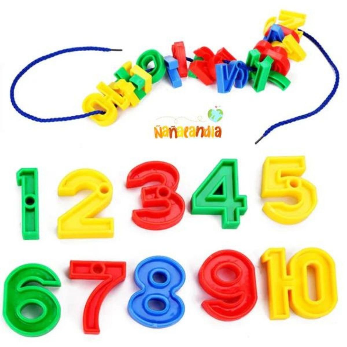 GENERICO - Enhebrado de Números Pasado Juego Didáctico Puzzle en Bolsa