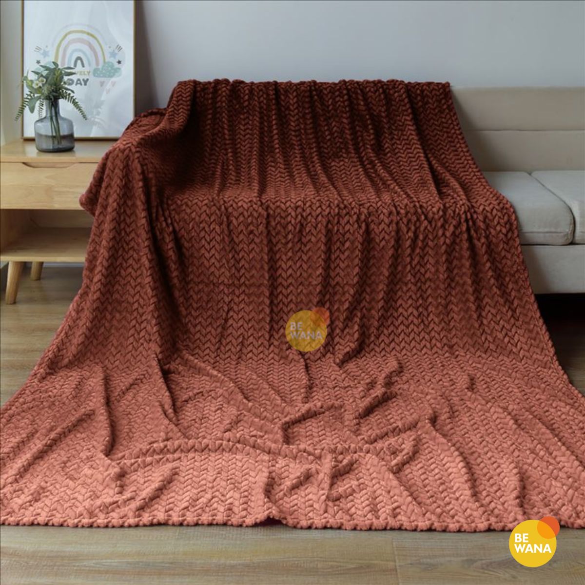 CASATEX - Manta Antialérgica Jacquard  Alto Relieve Espiga QUEEN Brown