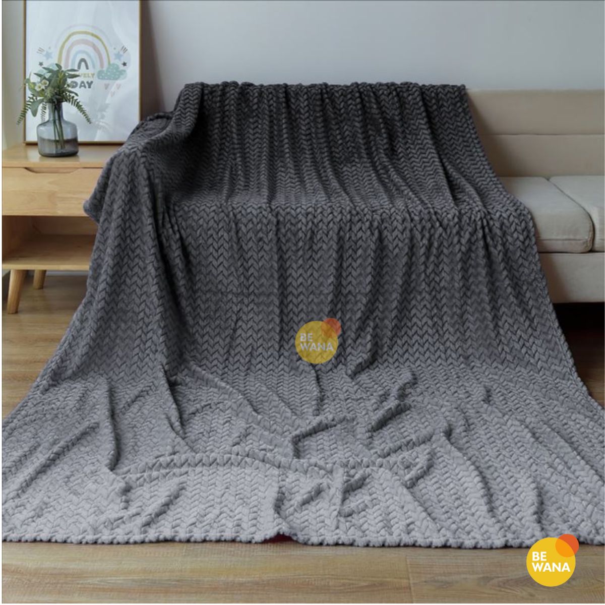 CASATEX - Manta Antialérgica Jacquard  Alto Relieve Espiga QUEEN Gray