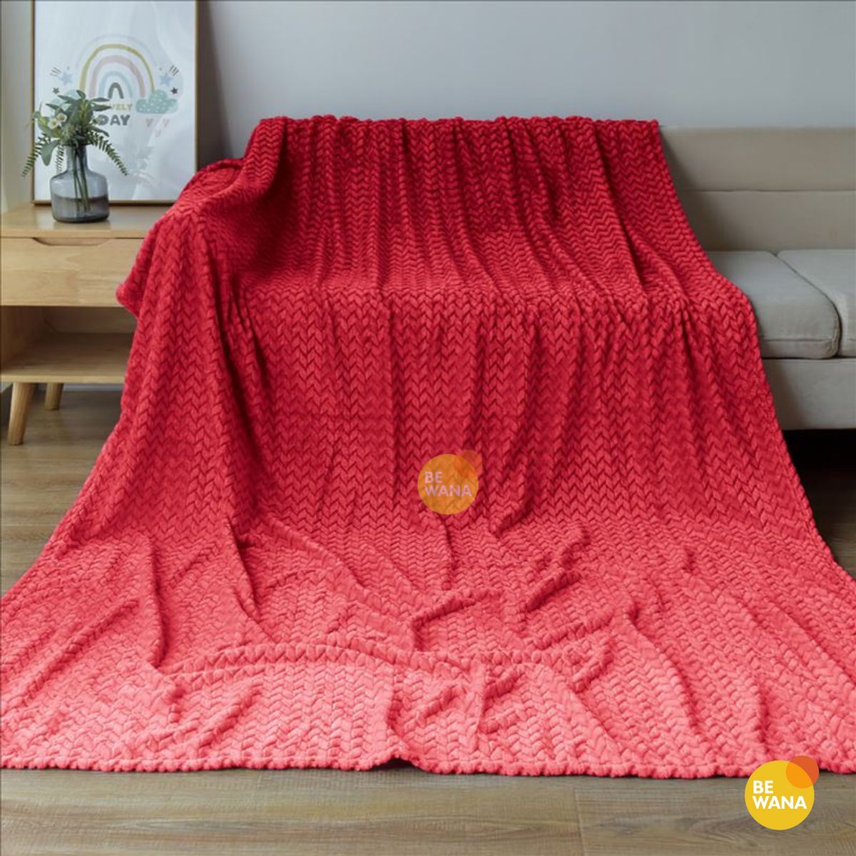 CASATEX - Manta Antialérgica Jacquard  Alto Relieve Espiga QUEEN Red