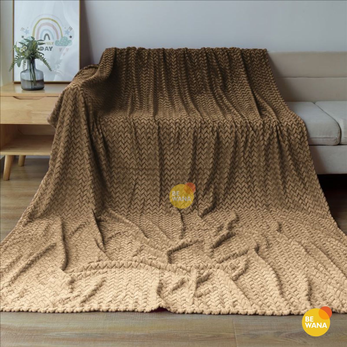 CASATEX - Manta Antialérgica Jacquard  Alto Relieve Espiga QUEEN Beige