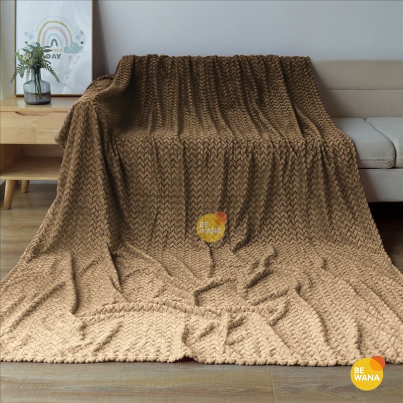 CASATEX - Manta Antialérgica Jacquard  Alto Relieve Espiga QUEEN Beige