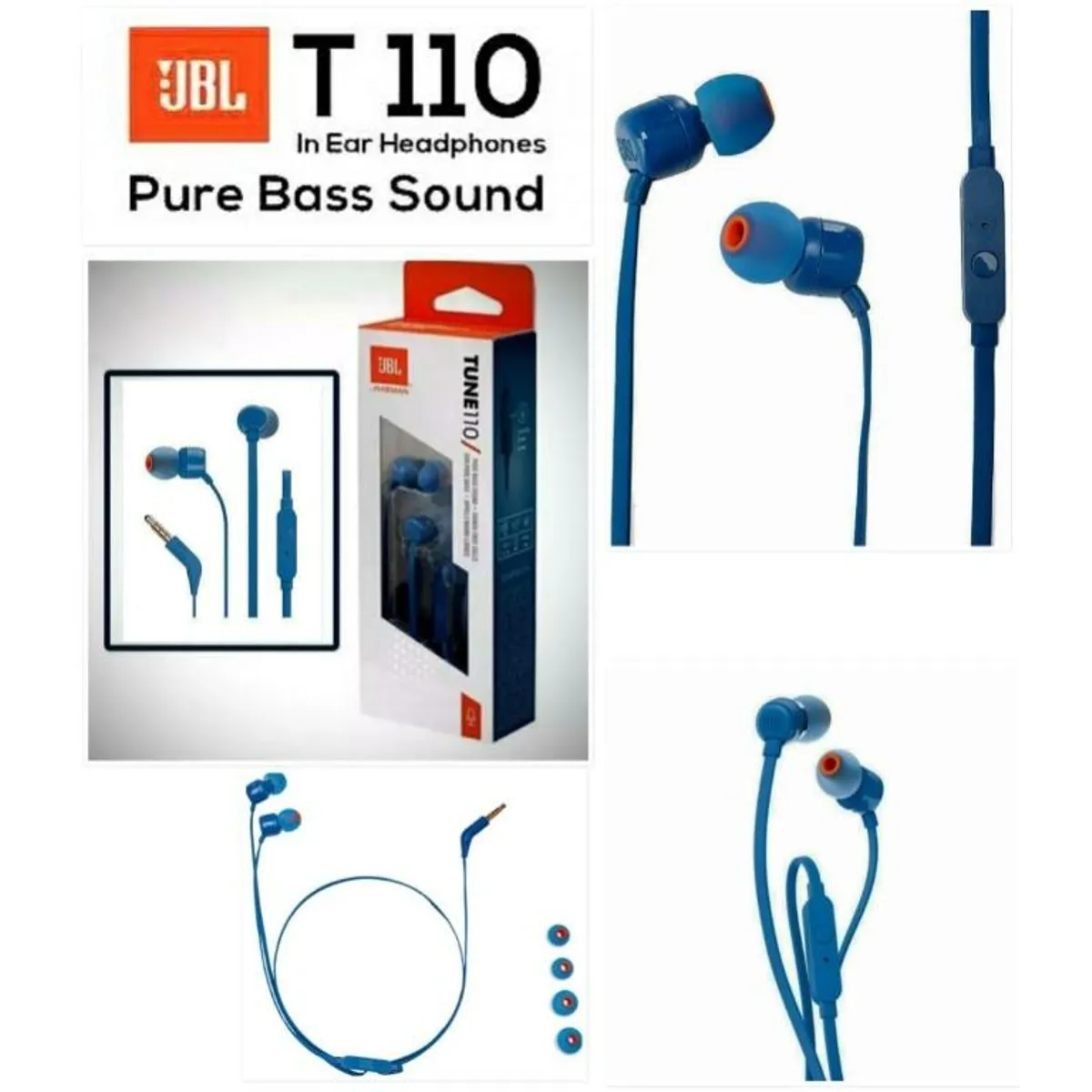JBL - Audífonos Jbl T110 Azul In-Ear Con Micrófono