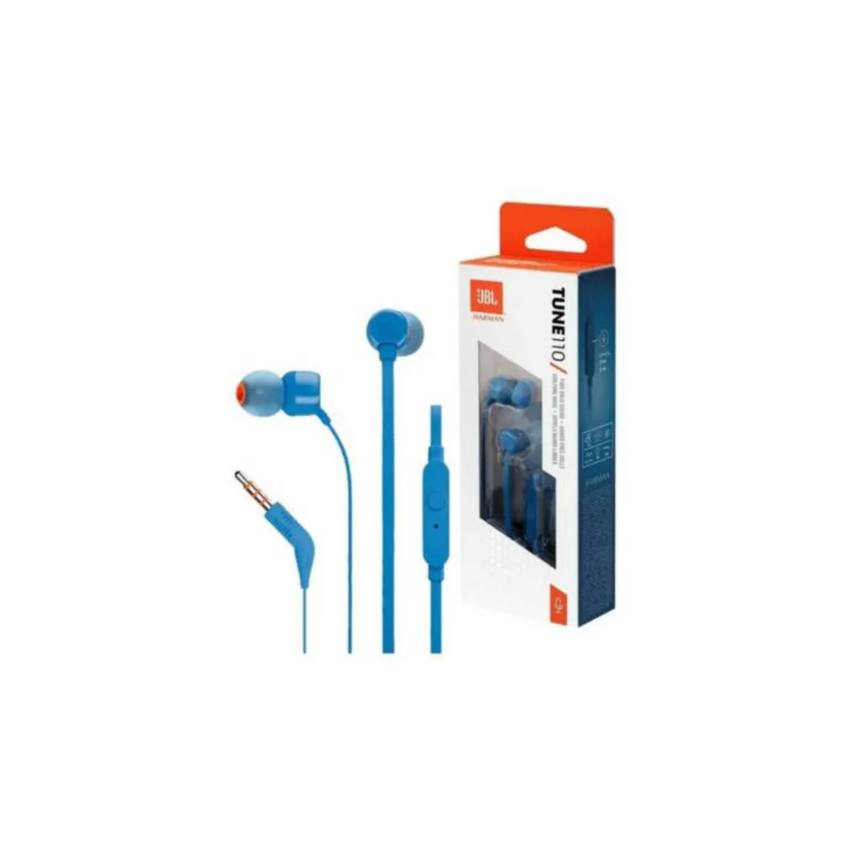 JBL - Audífonos Jbl T110 Azul In-Ear Con Micrófono