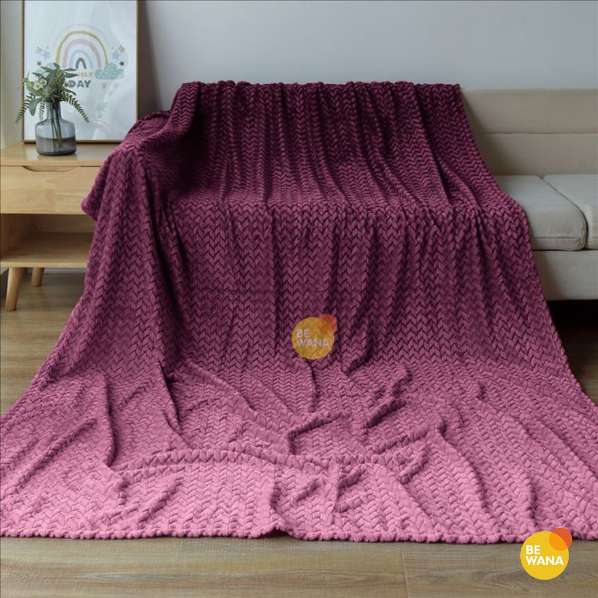 CASATEX - Manta Antialérgica Jacquard  Alto Relieve Espiga QUEEN Lila