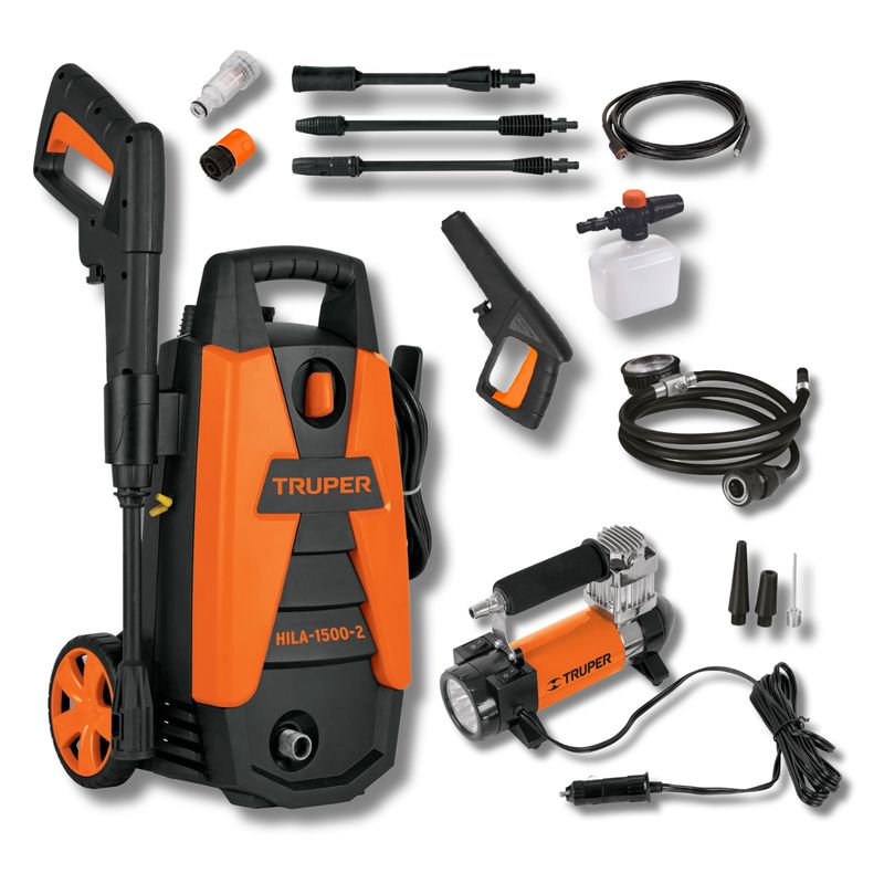 TRUPER - Combo Hidrolavadora 1500PSI + compresor de aire 180PSI Truper