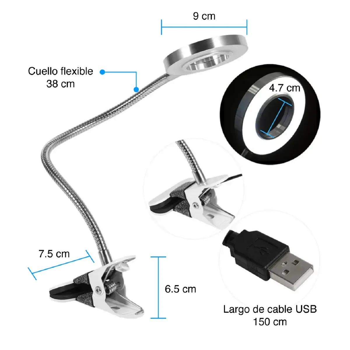 FIRST CARE - Lámpara De Escritorio Con Clip