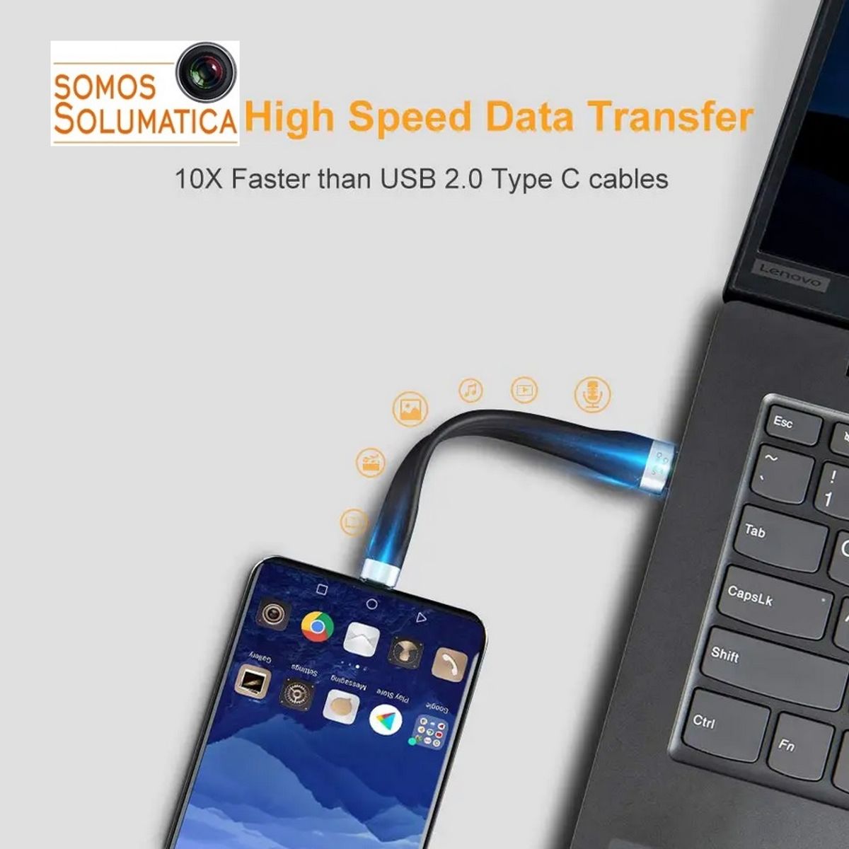 GENERICO - Cable Tipo C - Corto 10Gbps 100W - Carga Rapida y datos