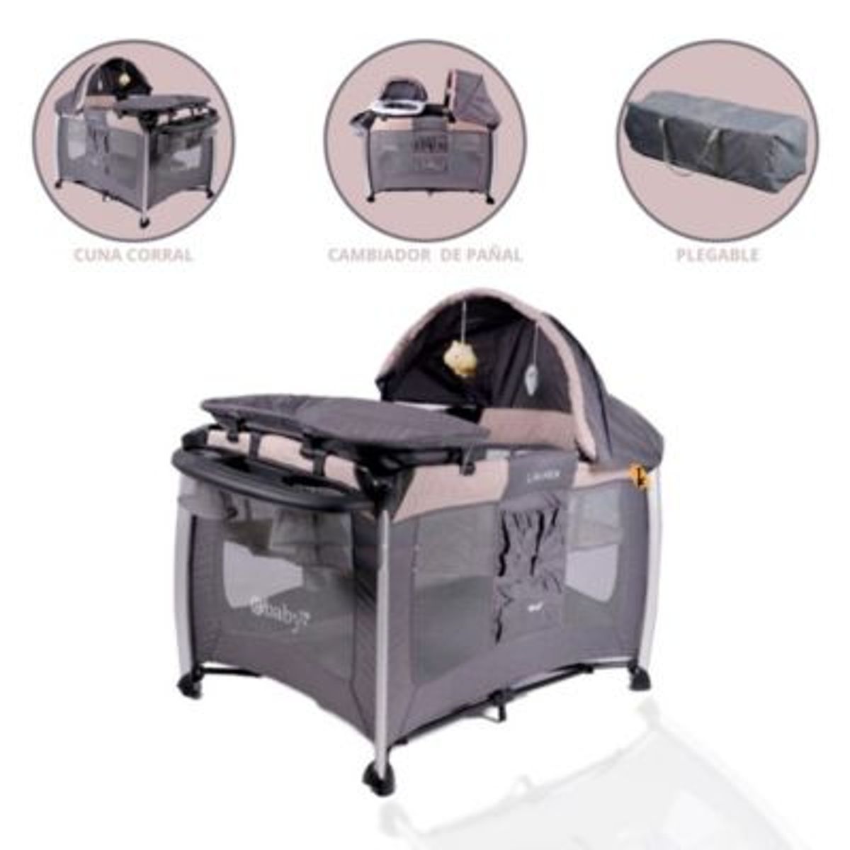 EBABY - Cuna Corral Pack And Play para Bebés «LAUREN» Beige