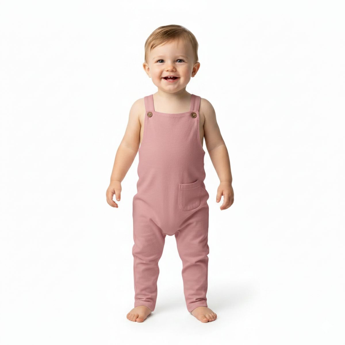 GENERICO - Enterizo Jardinero Sin Mangas Rib Rosado de Algodón Pima