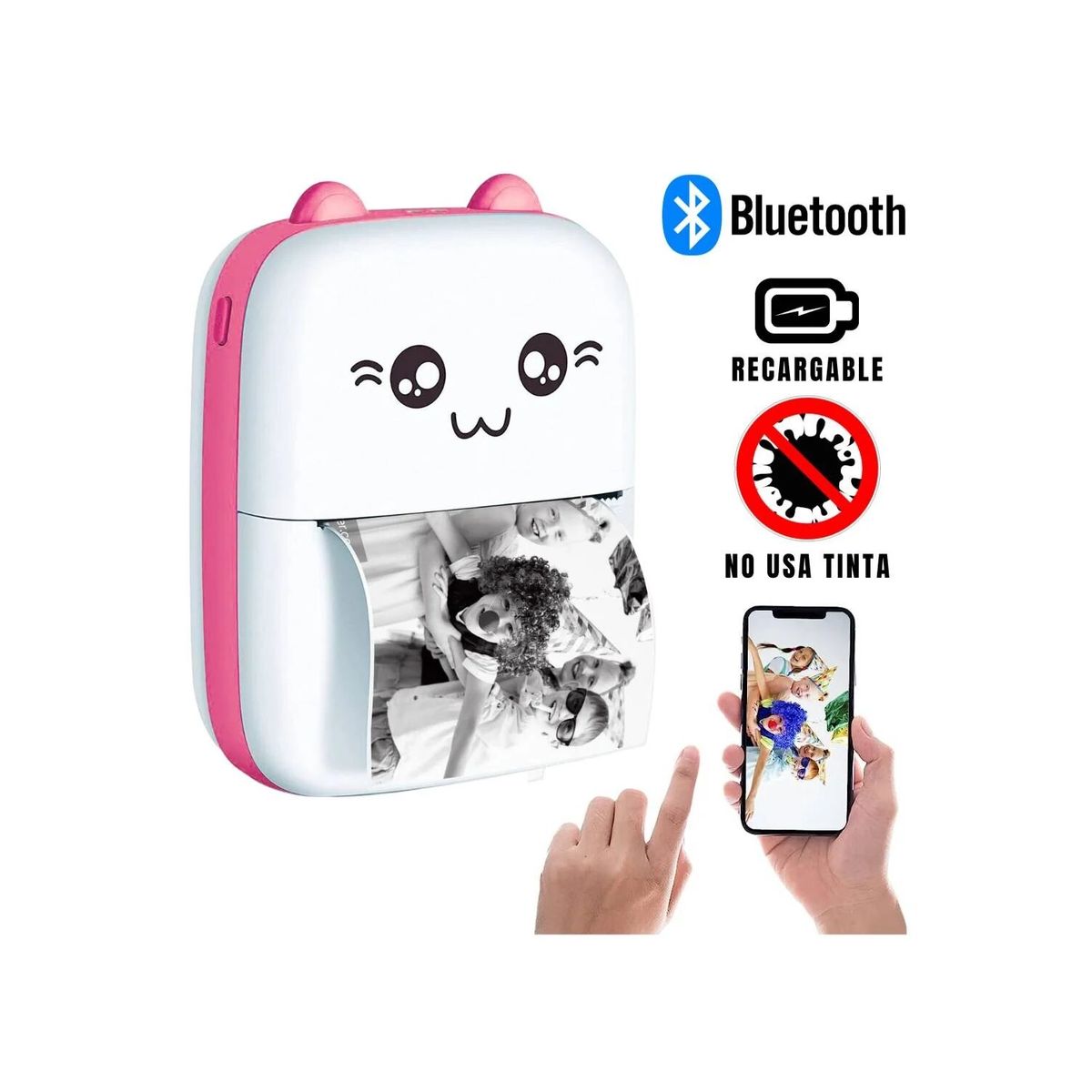 GENERICO - Mini Impresora Portátil Térmica Bluetooth Recargable Rosa