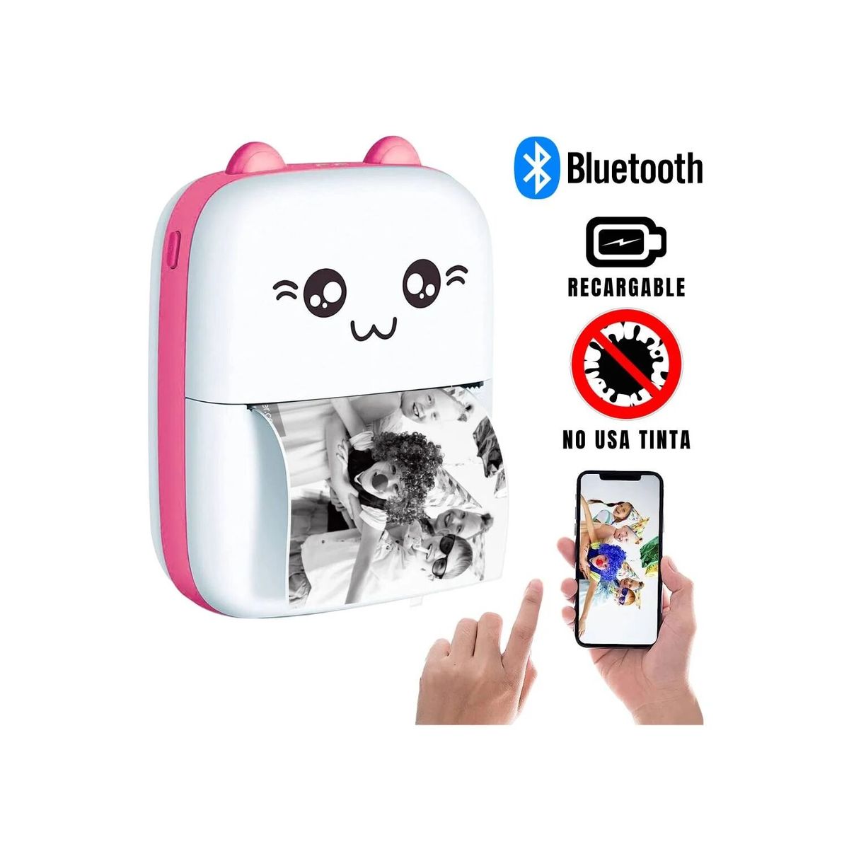 GENERICO - Mini Impresora Portátil Térmica Bluetooth Recargable Rosa