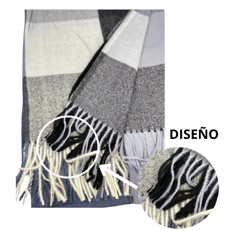 GENERICO - Maxi Bufanda Mujer Gris y Negro