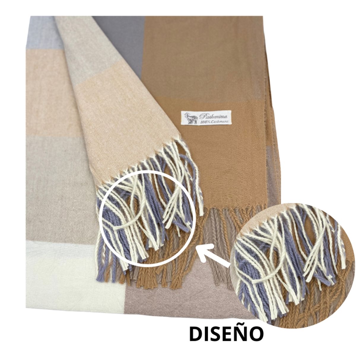 GENERICO - Maxi Bufanda Mujer Mostaza y Gris