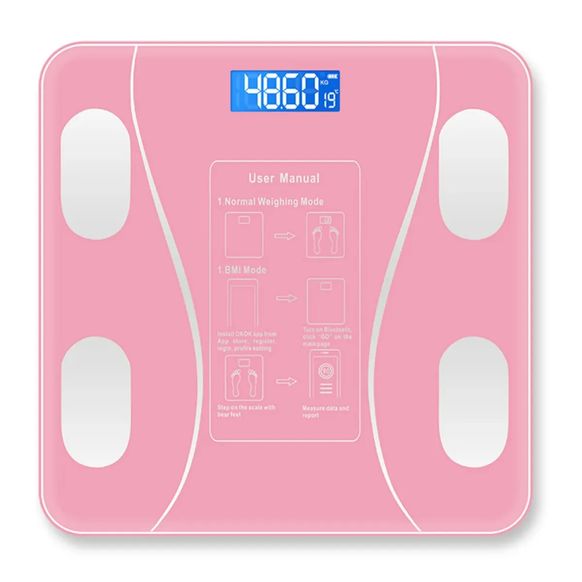 Pentha - Balanza Digital Smart Bluetooth 180 kg Color Rosa