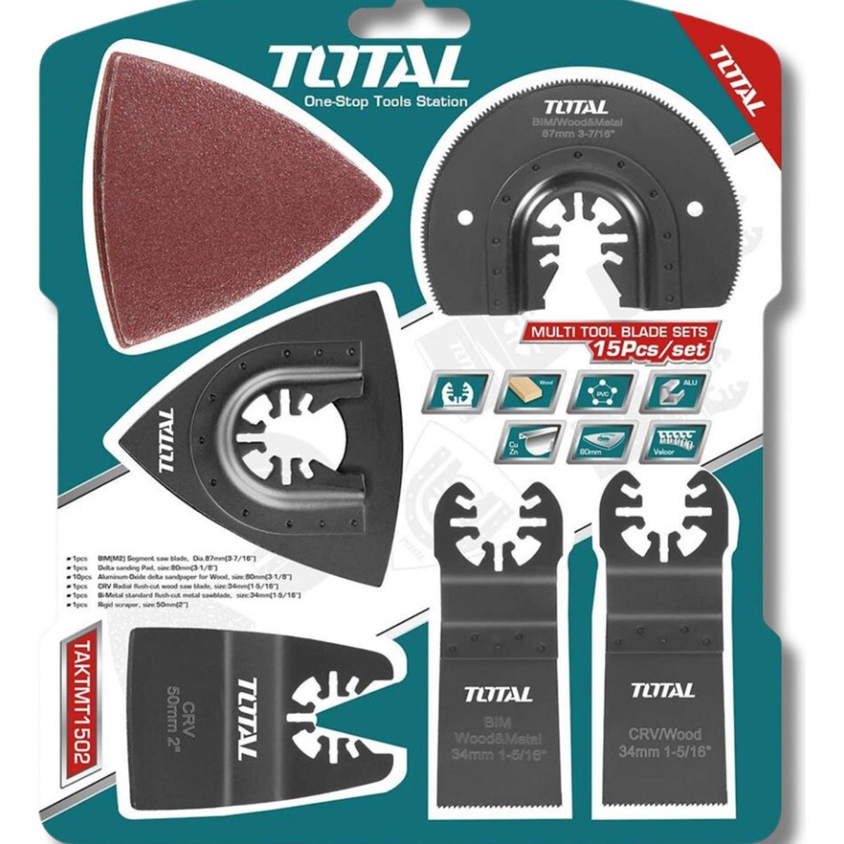 TOTAL - Kit de accesorios para herramienta multifuncion Total