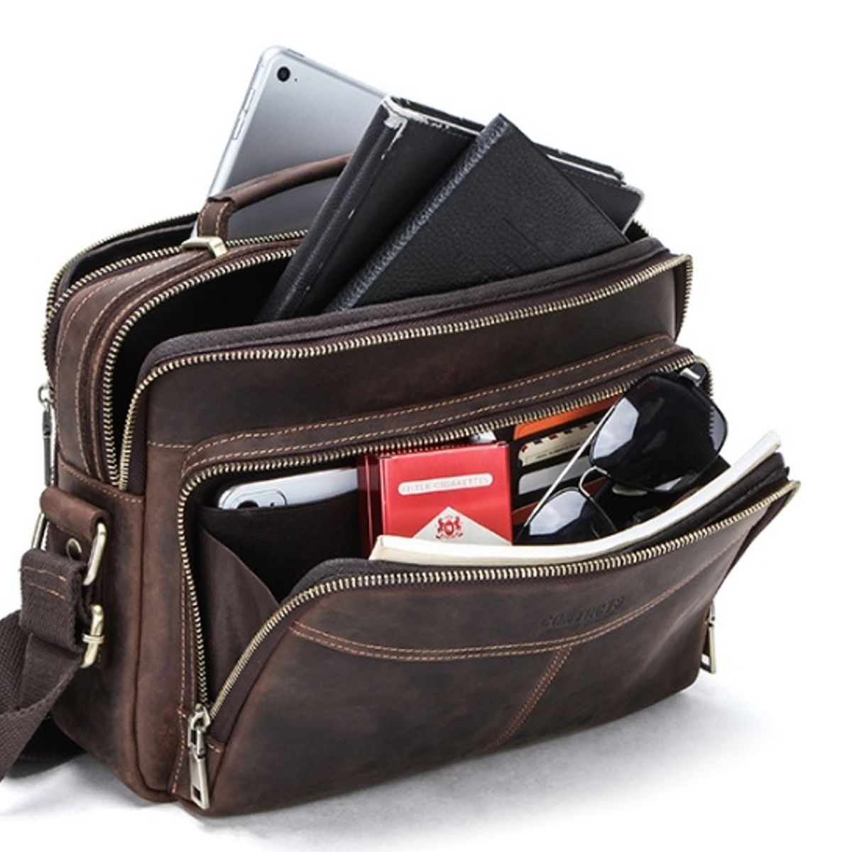 CONTACTS - Morral Mensajero de Hombro de Cuero Contacts MB143 Hombres