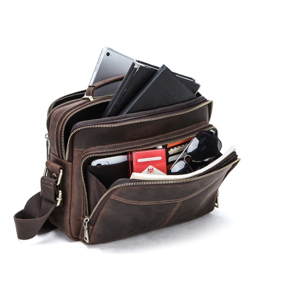 CONTACTS - Morral Mensajero de Hombro de Cuero Contacts MB143 Hombres