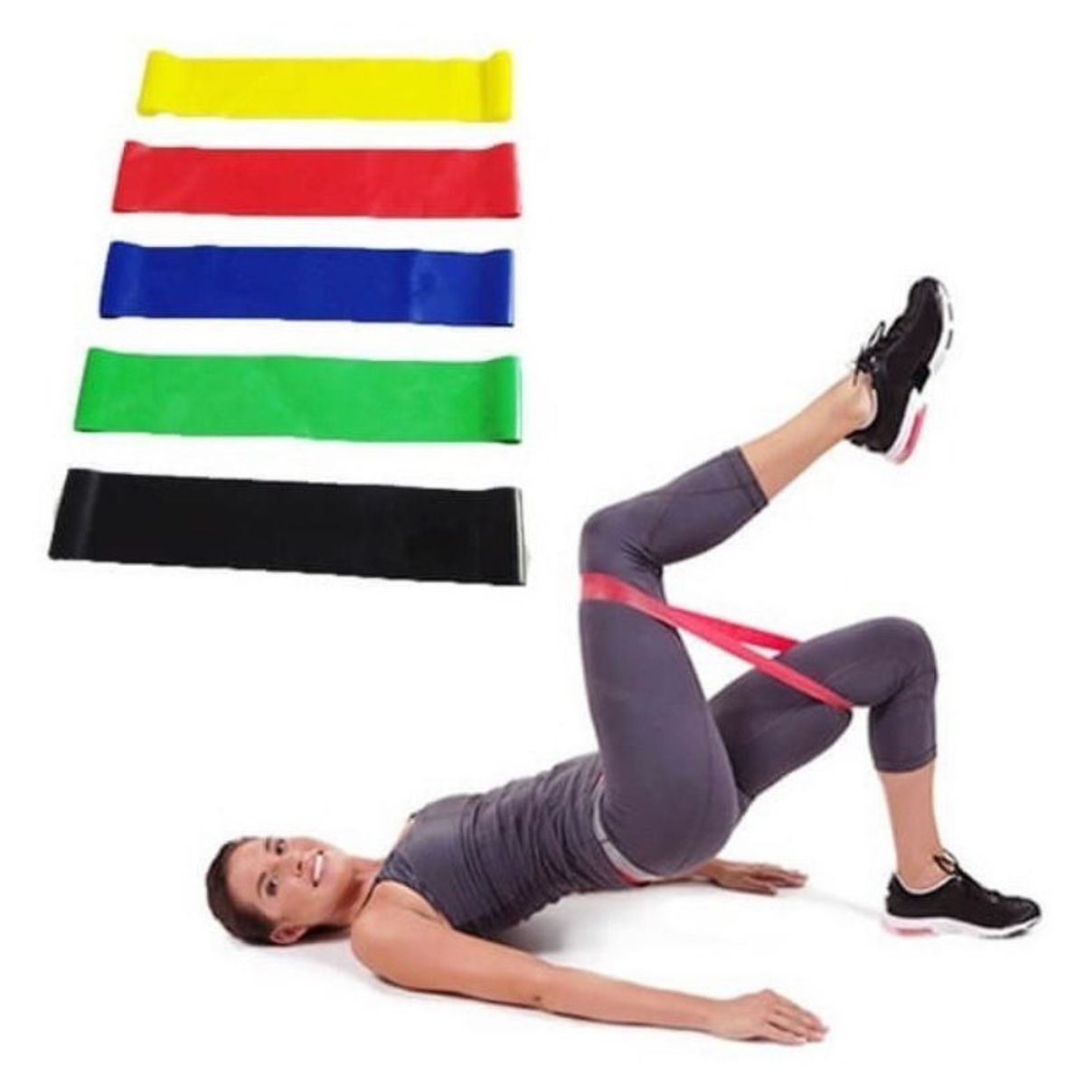 GENERICO - Kit 5 Bandas Elásticas Deporte Yoga Ligas de Resitencia
