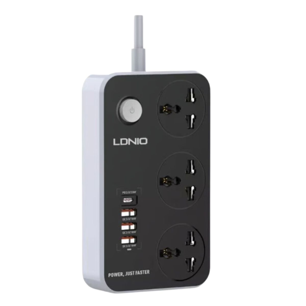 LDNIO - Supresor De Picos Extensión LDNIO 3 Tomas Universales 3 USB-A y 1USB-C