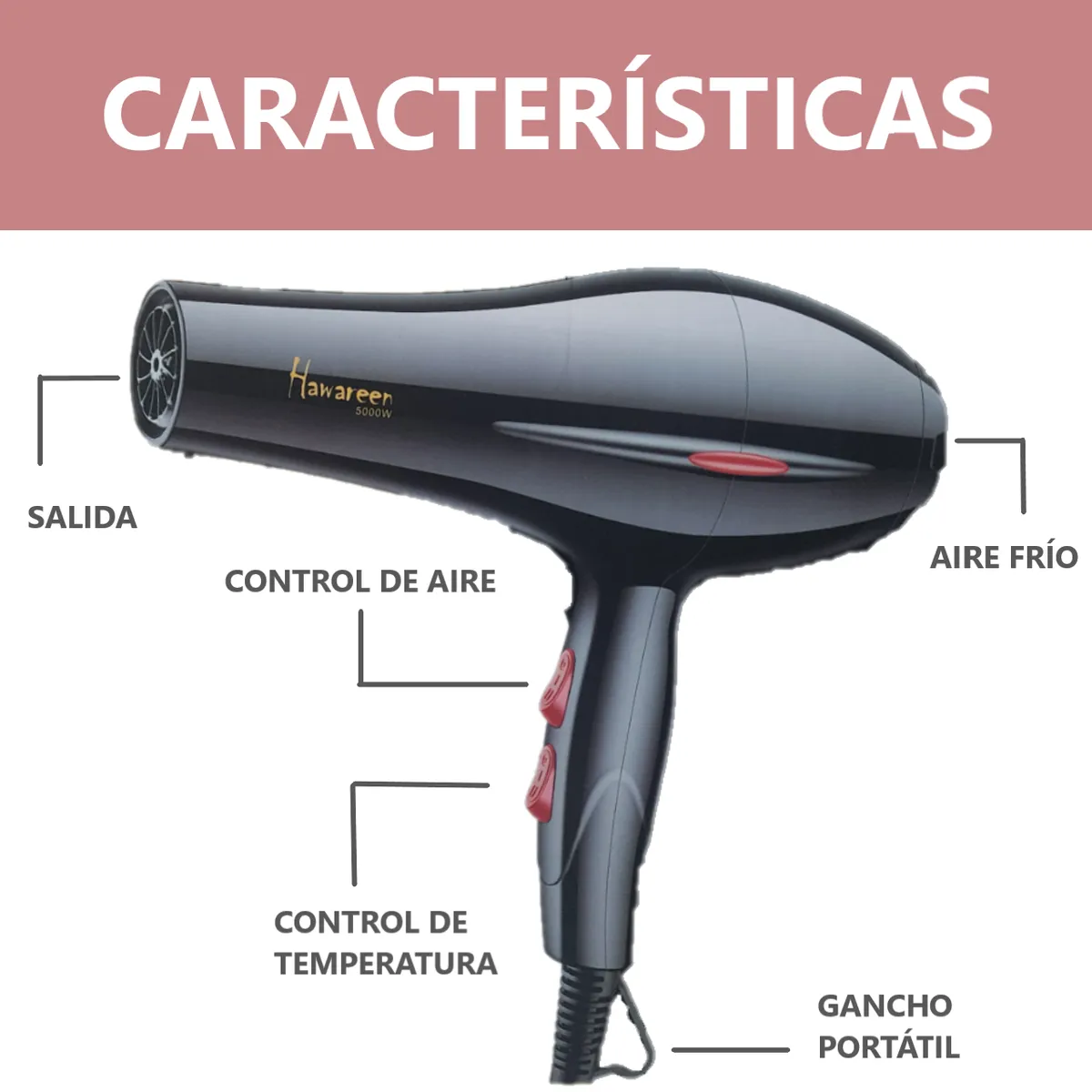 GENERICO - Secadora Cabello 5000W