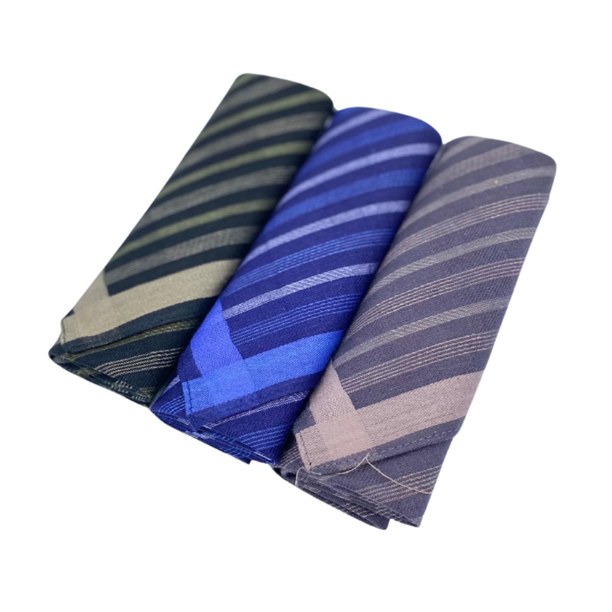 GENERICO - Pack x3 Pañuelos Hombre color Verde Azul y Gris