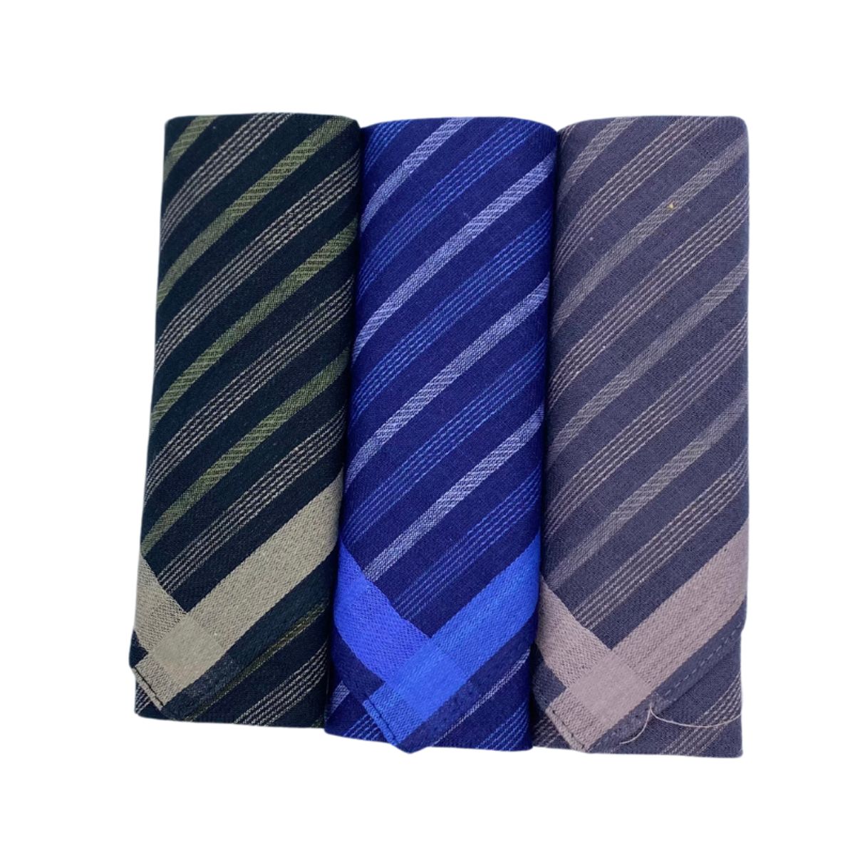 GENERICO - Pack x3 Pañuelos Hombre color Verde Azul y Gris