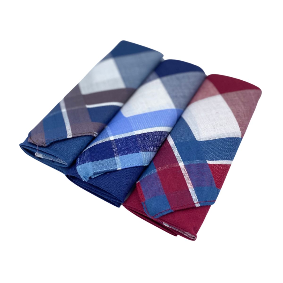 GENERICO - Pack x3 Pañuelos Hombre color Marrón Azul y Rojo