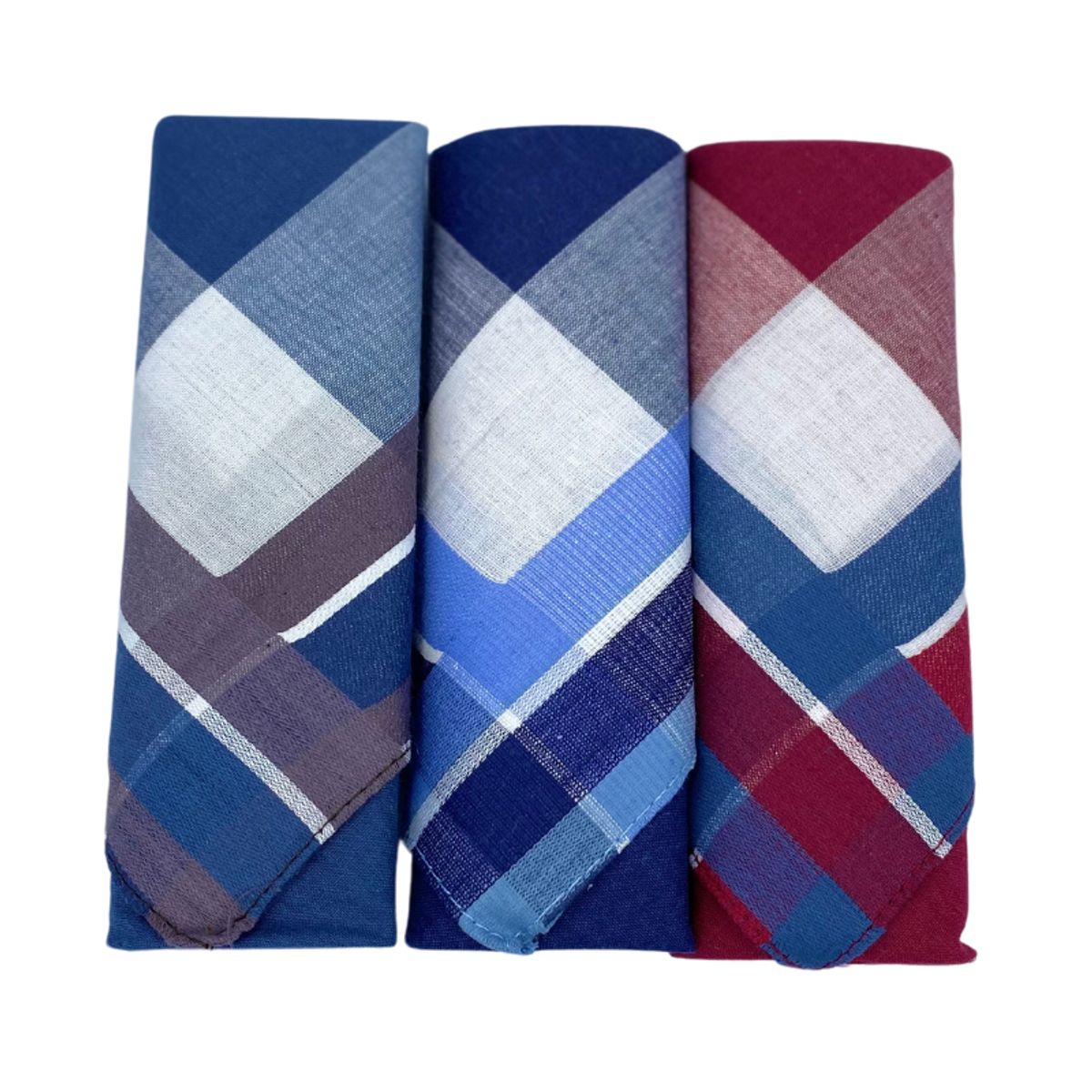 GENERICO - Pack x3 Pañuelos Hombre color Marrón Azul y Rojo