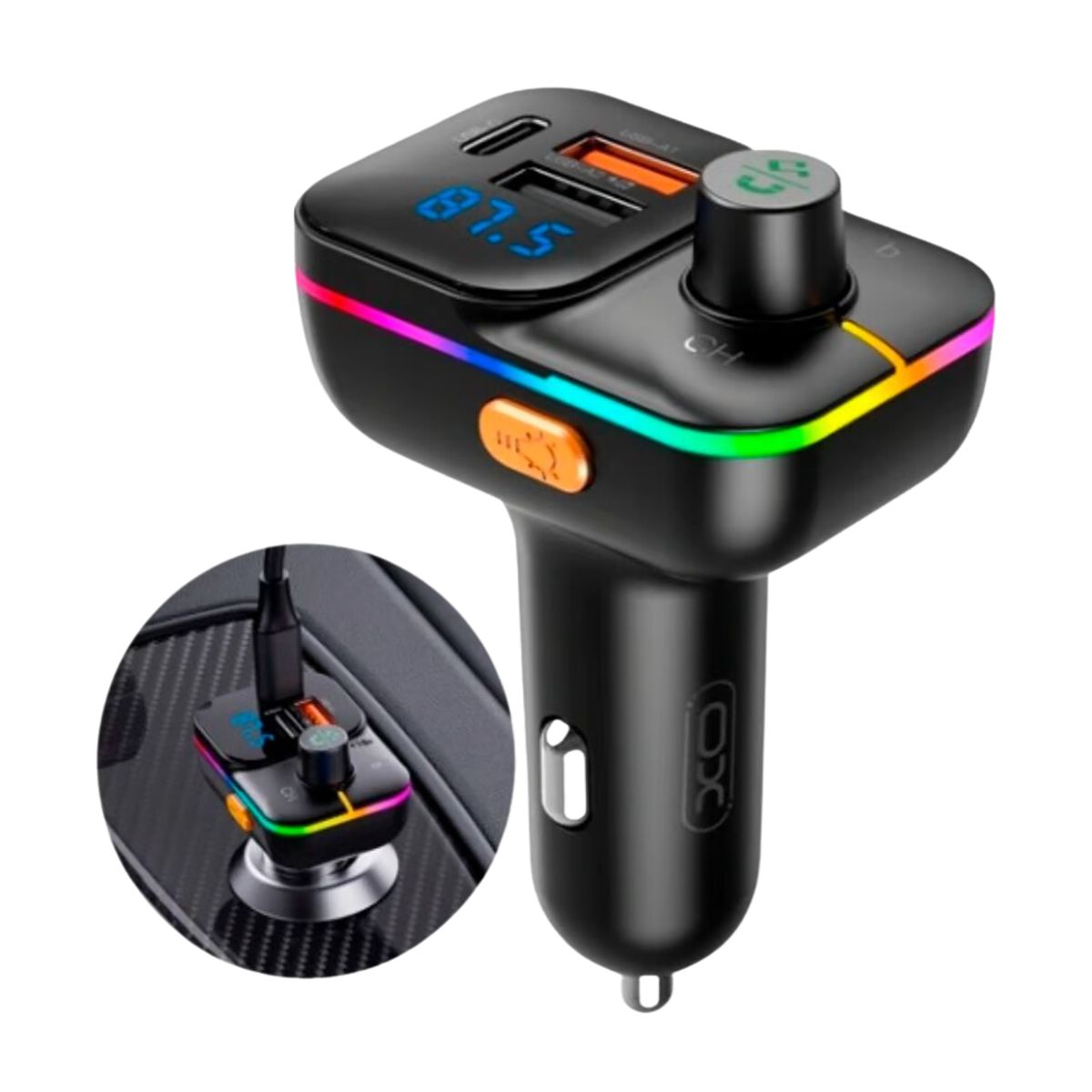 GENERICO - Cigarrera Bluetooth Cargador de auto USB Tipo C 2500W