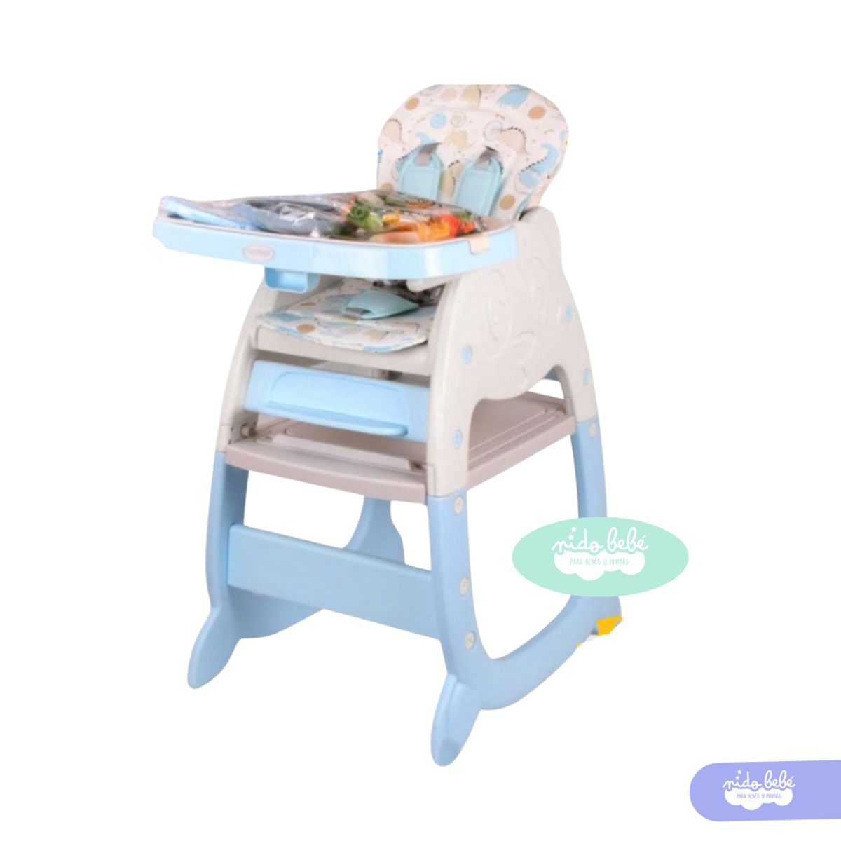 GENERICO - Silla De Comer de bebé modelo Gato Celeste Dino