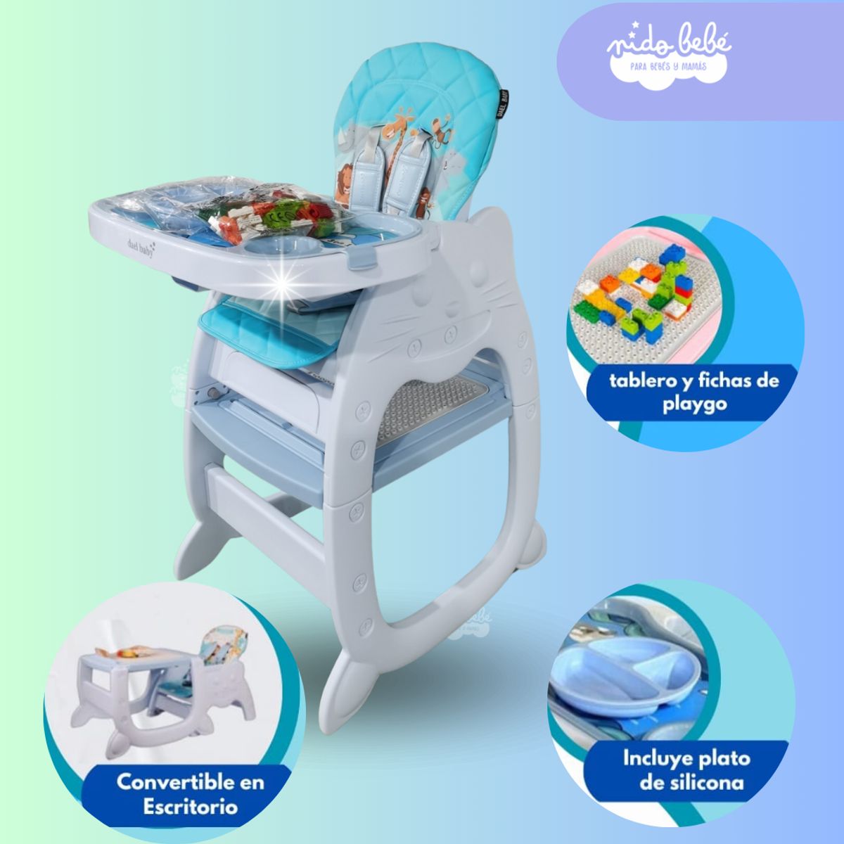 GENERICO - Silla De Comer bebé Gato Dael Baby convertible en escritorio