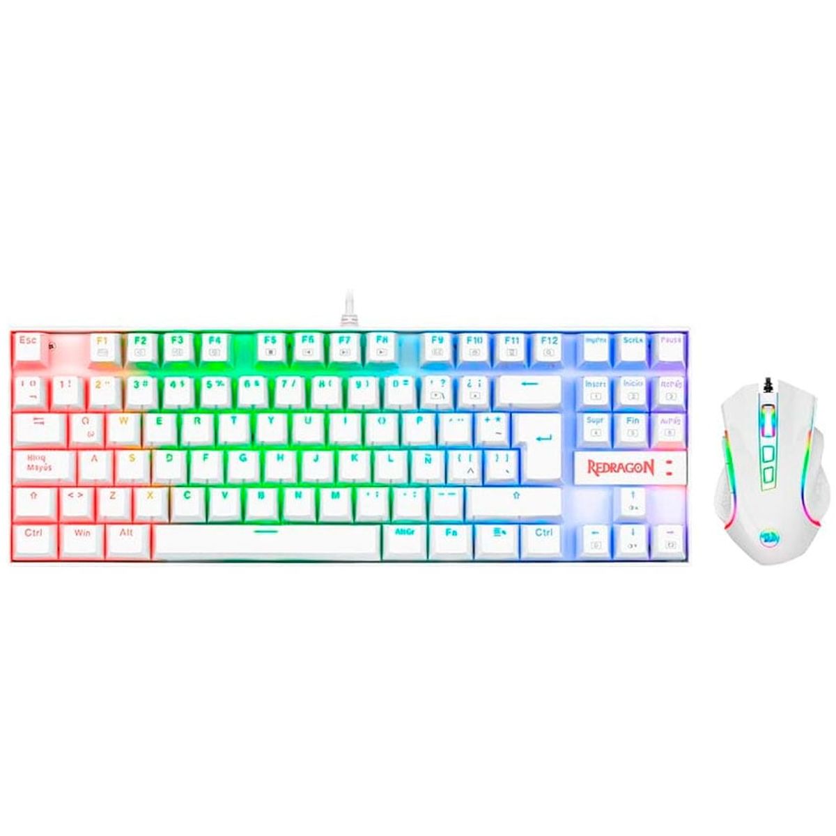 REDRAGON - Combo Gamer Redragon Teclado Kumara White Rgb + Griffin