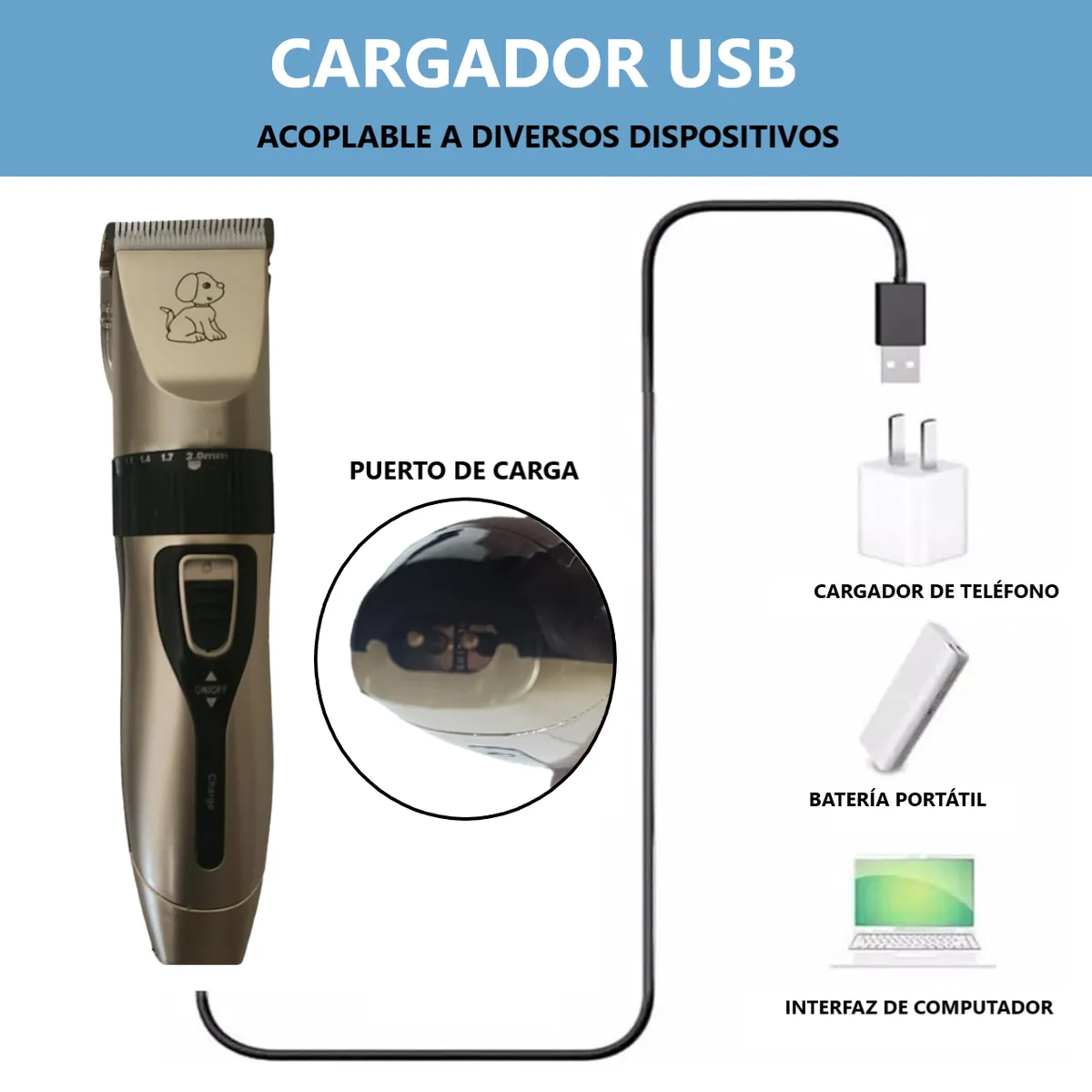 GENERICO - KIT Maquina Cortadora de pelo para mascota Inalámbrica