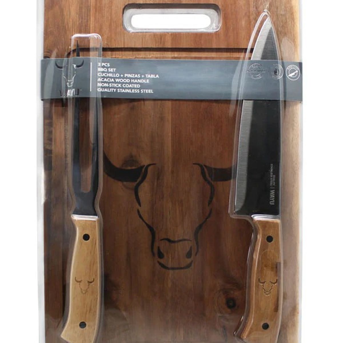 WAYU - Set de tabla cuchillo tenedor wayu para azados