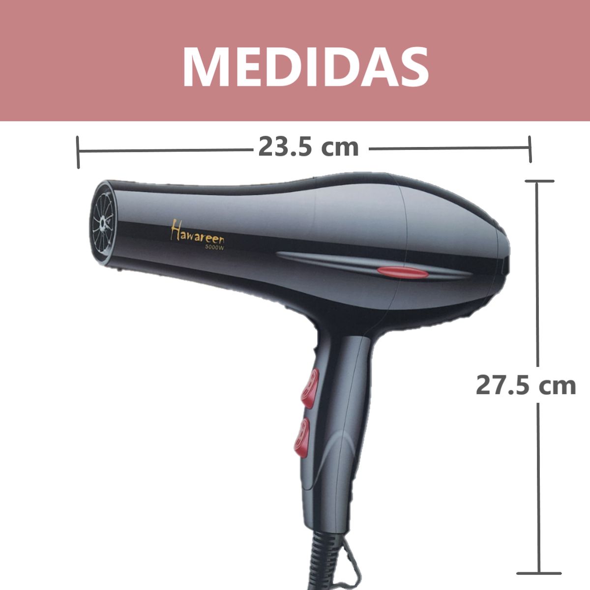 GENERICO - Secadora Cabello 5000W con 4 Accesorios
