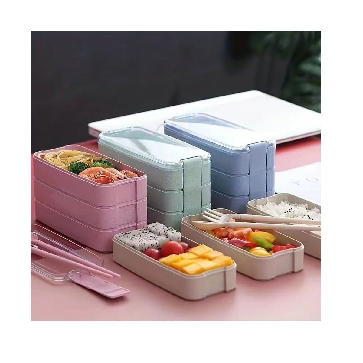 OTTOWARE - Lonchera de 3 Divisiones Apilable