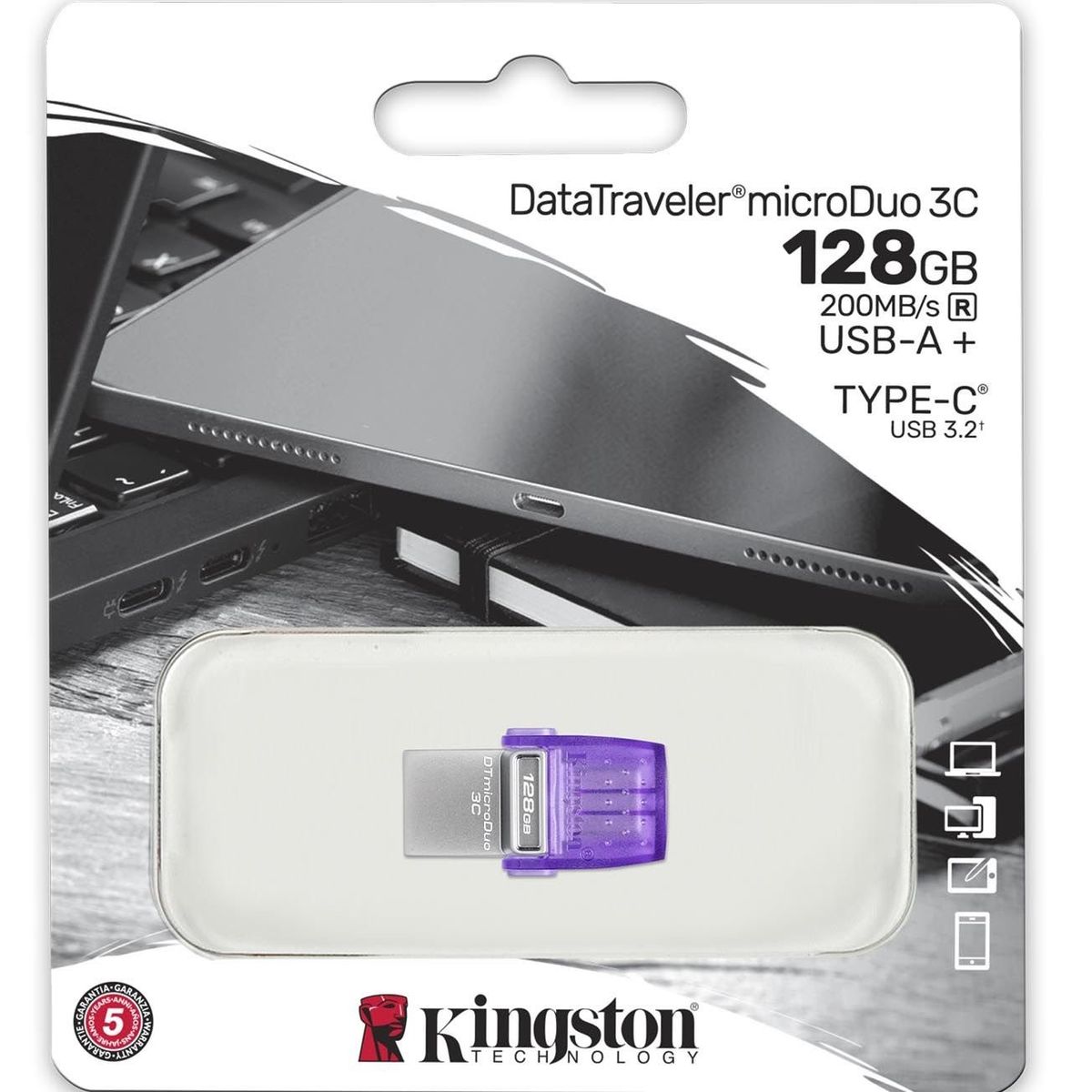 KINGSTON - Memoria Dual USB + USB tipo C Kingston MicroDuo 3c 128 GB