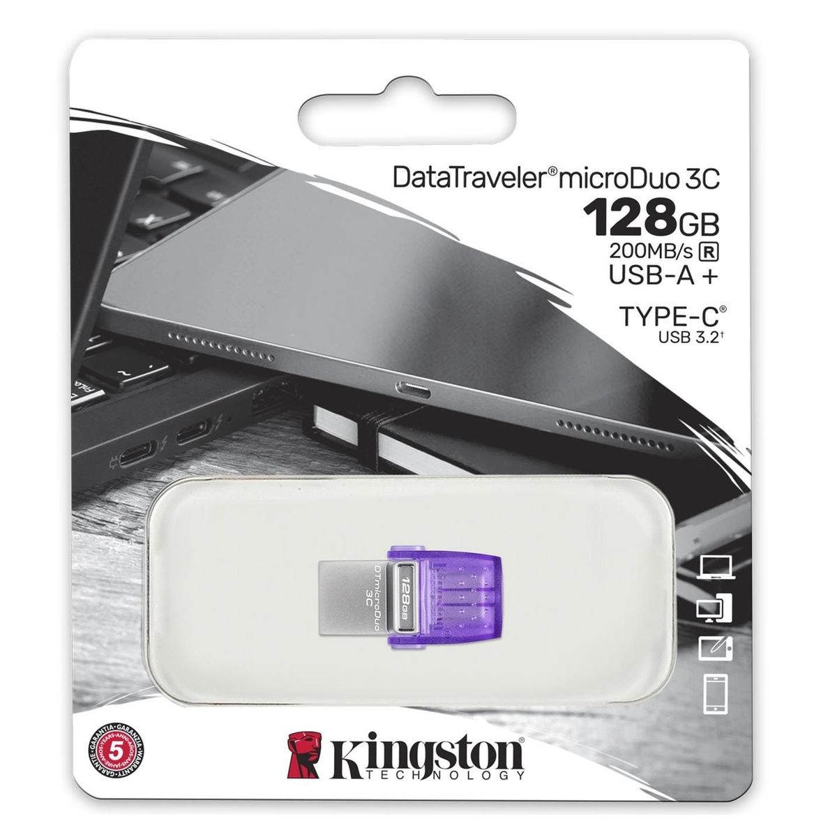 KINGSTON - Memoria Dual USB + USB tipo C Kingston MicroDuo 3c 128 GB