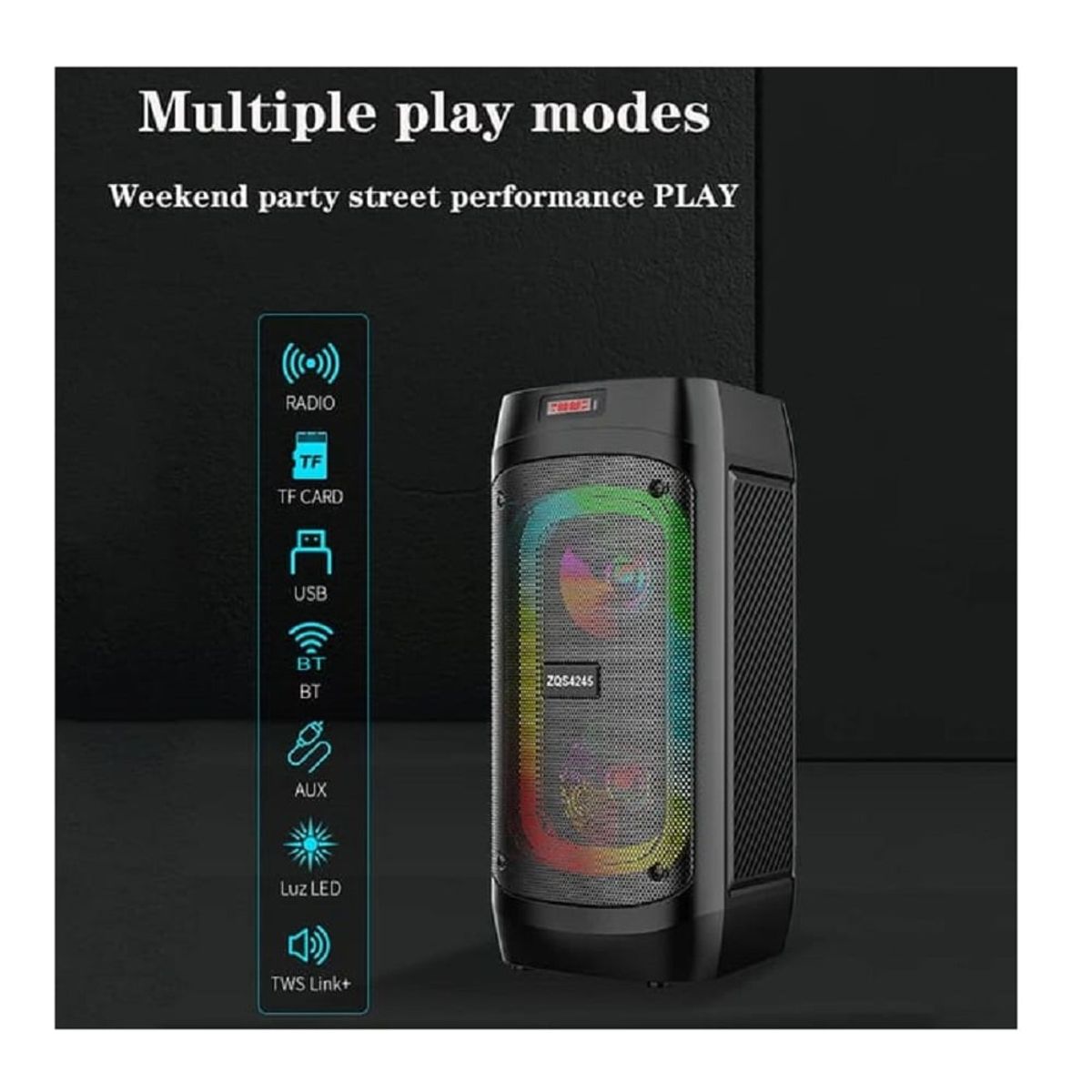 GENERICO - PARLANTE INALÁMBRICO ZQS-4245 BLUETOOTH LUZ LED C