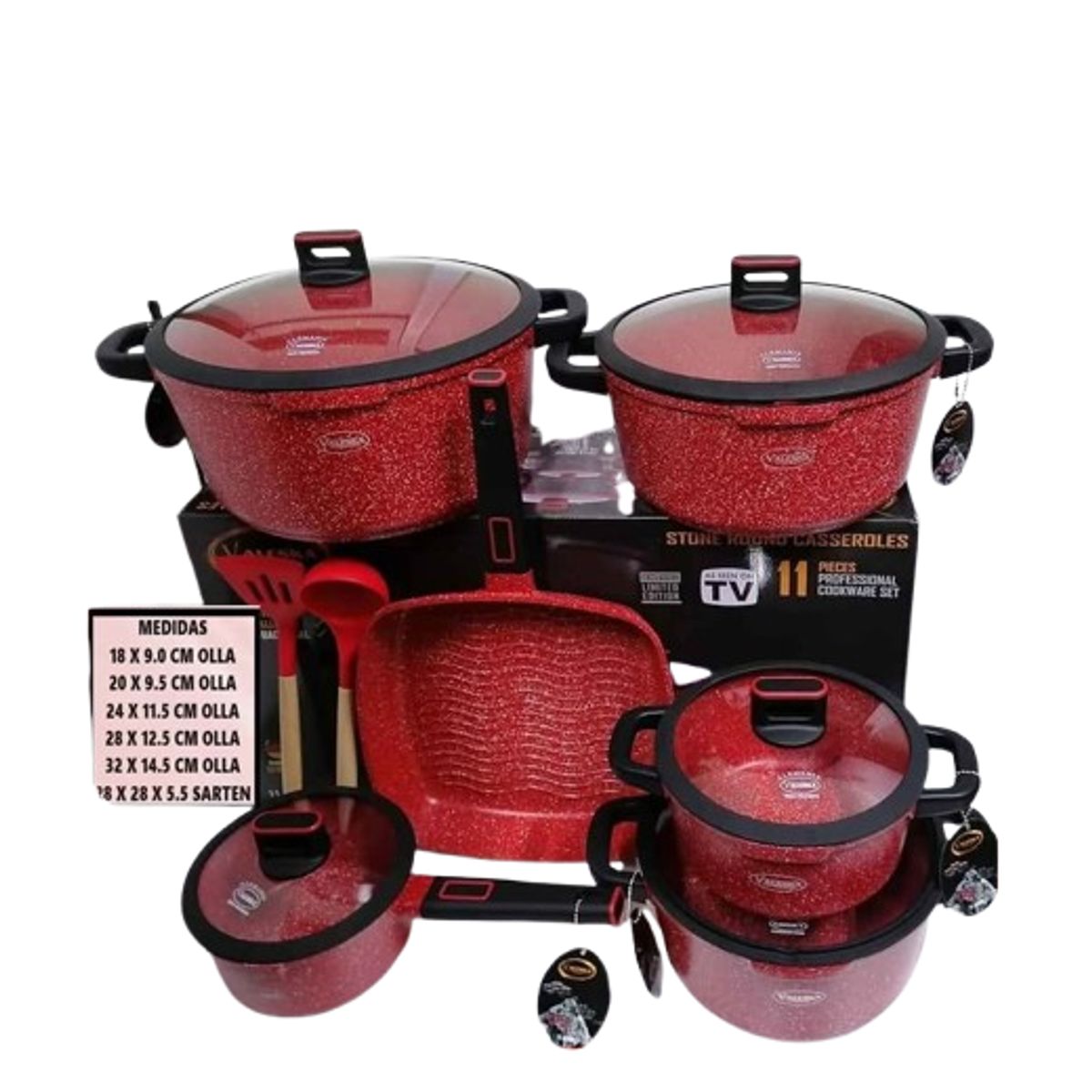 VALESKA - JUEGO DE OLLAS ROCA VOLCANICA  VALESKA 11 PZ