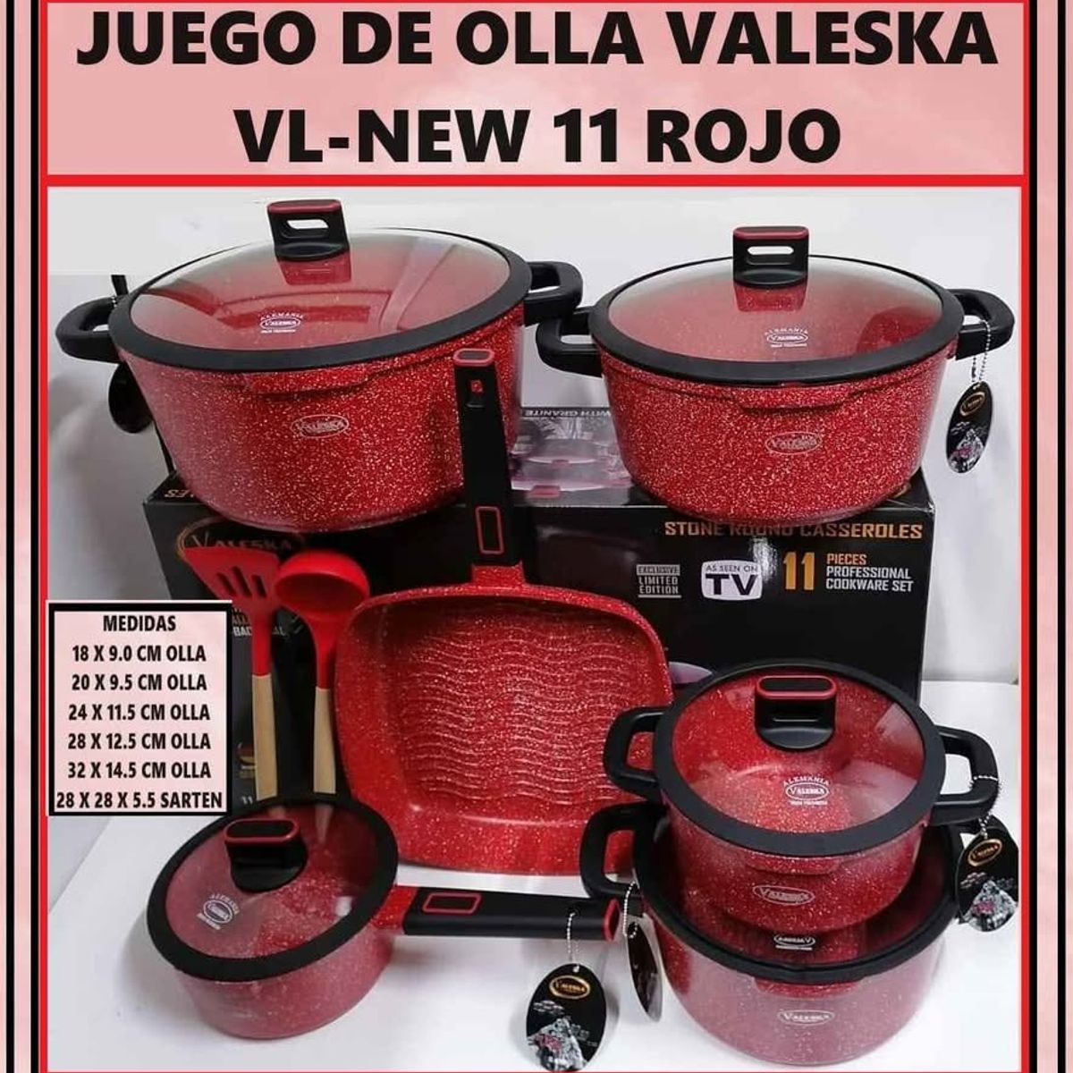 VALESKA - JUEGO DE OLLAS ROCA VOLCANICA  VALESKA 11 PZ