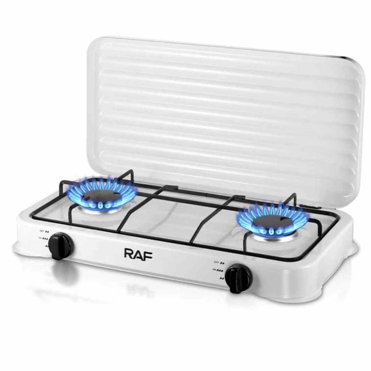 GENERICO - Cocina de Mesa 2 Hornillas Portatil a Gas Estufa con Tapa RAF R-8033