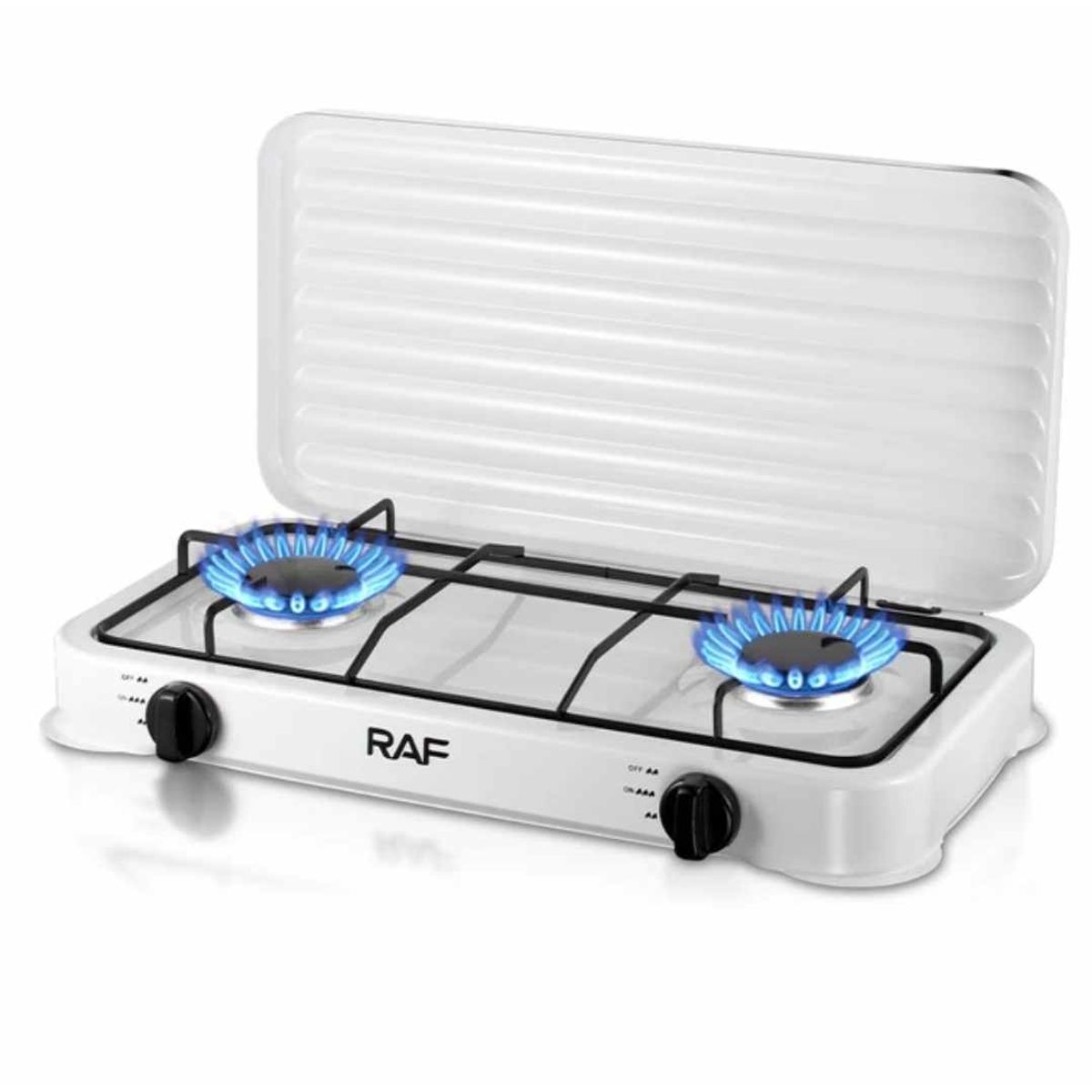 GENERICO - Cocina de Mesa 2 Hornillas Portatil a Gas Estufa con Tapa RAF R-8033